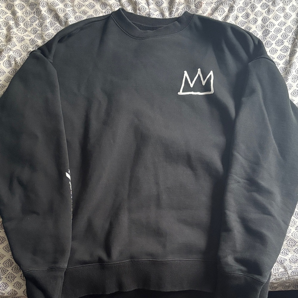 Converse Black Crewneck Sweater with White Crown Design